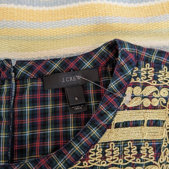 ⭐ J. Crew Plaid Peasant Popover Blouse size Small - Picture 6 of 16